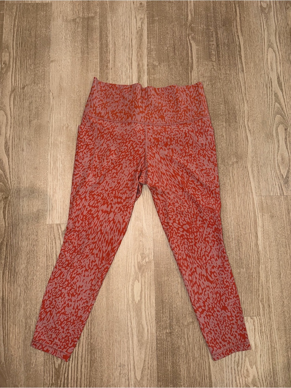 Athleta Coral and Light-Pink Patterned High-Rise Leggings